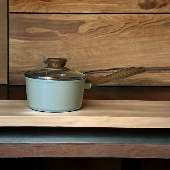 Master Class Premium Cookware Saucepan Wood Handle With Glass Lid BlueGreen - Picture 2 of 11